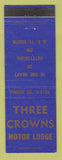 Matchbook Cover - Three Crowns Motor Lodge Gettysburg PA
