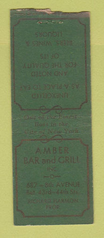 Matchbook Cover - Amber Bar Grill New York City BOBTAIL