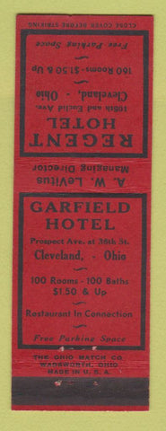 Matchbook Cover - Regent Hotel Cleveland OH Garfield Hotel