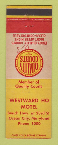 Matchbook Cover - Westward Ho Motel Ocean City MD Quality Courts