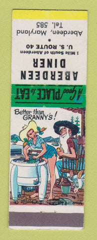 Matchbook Cover - Aberdeen Diner MD hillbilly