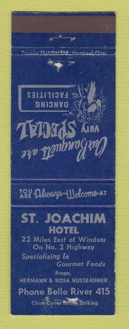 Matchbook Cover - St Joachim Hotel Belle River ON WORN