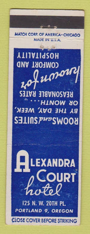 Matchbook Cover - Alexandra Court Hotel Portland OR