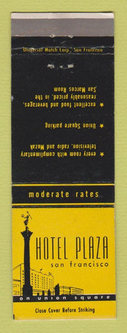 Matchbook Cover - Hotel Plaza San Francisco CA