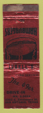 Matchbook Cover - The 49er Drive In San Antonio TX WORN