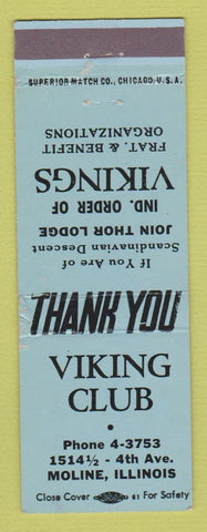 Matchbook Cover - Viking Club Moline IL WORN