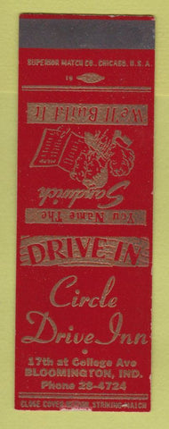 Matchbook Cover - Circle Drive Inn Bloomington IN SAMPLE WEAR