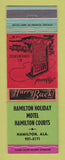 Matchbook Cover - Hamilton Holiday Motel Hamilton AL