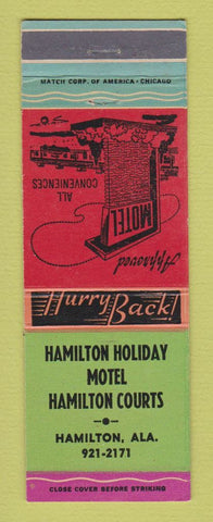 Matchbook Cover - Hamilton Holiday Motel Hamilton AL