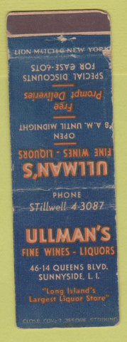 Matchbook Cover - Ullman's Liquors Sunnyside LI NY WORN