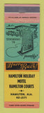 Matchbook Cover - Hamilton Holiday Motel Hamilton AL