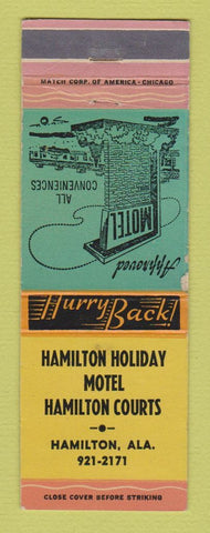 Matchbook Cover - Hamilton Holiday Motel Hamilton AL