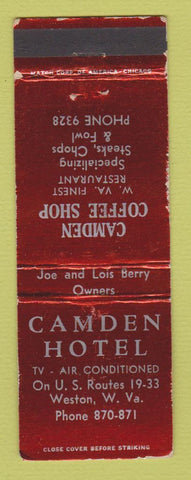 Matchbook Cover - Camden Hotel West WV WEAR