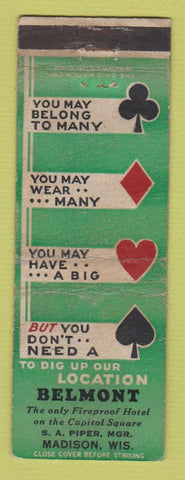 Matchbook Cover - Belmont Hotel Madison WI WEAR