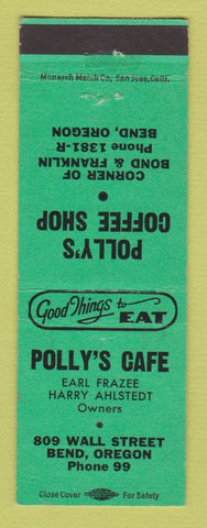 Matchbook Cover - Polly's Cafe Coffee Shop Bend OR
