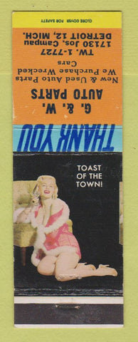 Matchbook Cover - G&W Auto Parts Detroit MI pinup