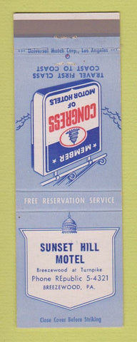 Matchbook Cover - Sunset Hill Motel Breezewood PA