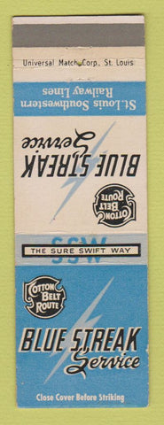 Matchbook Cover - Cotton Belt Route Railroad Blue Streak Service