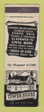 Matchbook Cover - Tower House Worcester MA restaurant WEAR