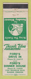 Matchbook Cover - Ford's Drive In Dinner House Eugene OR WEAR