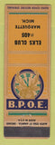 Matchbook Cover - Elks Club Marquette MI