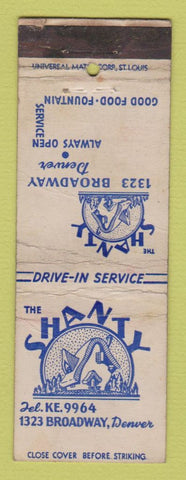 Matchbook Cover - The Shanty Restaurant Denver Colorado WORN