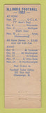 Matchbook Cover - University of Illinois Football 1951 schedule WEAR