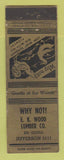 Matchbook Cover - EK Wood Lumber ADVANCE WEAR