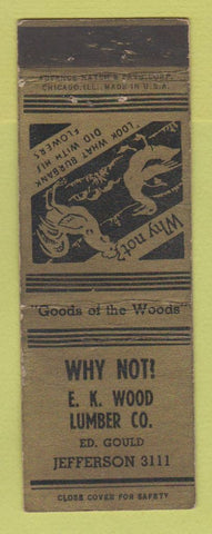 Matchbook Cover - EK Wood Lumber ADVANCE WEAR