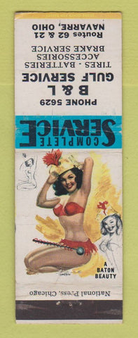 Matchbook Cover - B&L Gulf oil gas Navarre OH pinup