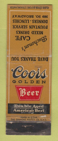 Matchbook Cover - Buchanan's Cafe Denver? Colorado? Coors Beer WEAR