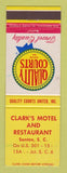 Matchbook Cover - Clark's Motel Restaurant Santee SC Quality Courts