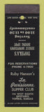 Matchbook Cover - Ruby Hanson's LA Parisienne Supper Club Topeka KS