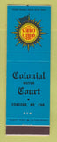 Matchbook Cover - Colonial Motor Court Concord NC Quality Courts