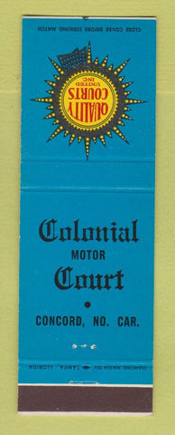 Matchbook Cover - Colonial Motor Court Concord NC Quality Courts