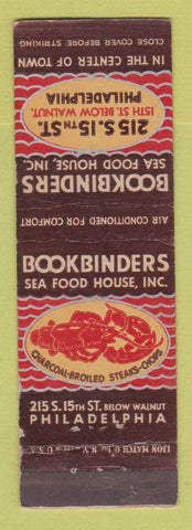 Matchbook Cover - Bookbinder's Seafood House Philadelphia PA WORN BACK