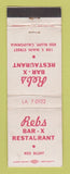 Matchbook Cover - Rebs Bar X Restaurant Red Bluff CA WEAR