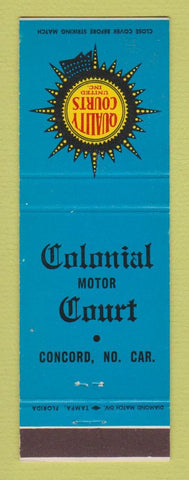 Matchbook Cover - Colonial Motor Court Concord NC Quality Courts