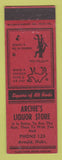Matchbook Cover - Archie's Liquor Store Arnold NE low phone #