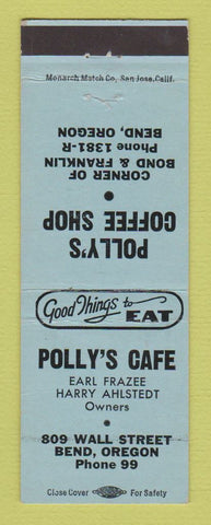 Matchbook Cover - Polly's Cafe Coffee Shop Bend OR