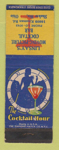 Matchbook Cover Linsay's Moving Picture Cocktail Bar Shaker Heights OH WORN BACK