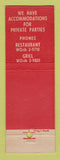 Matchbook Cover - Willy's Restaurant Grill New York City CREASE