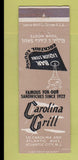 Matchbook Cover - Carolina Grill Atlantic City NJ