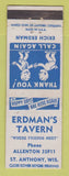 Matchbook Cover - Erdman's Tavern St Anthony WI
