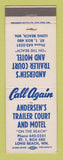 Matchbook Cover - Andersen's Trailer Court and Motel Long Beach WA