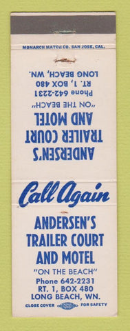 Matchbook Cover - Andersen's Trailer Court and Motel Long Beach WA