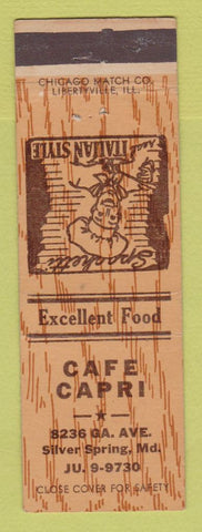 Matchbook Cover - Cafe Capri Silver Spring MD WEAR