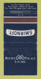 Matchbook Cover - Smirnoff Vodka Recife Palace Brazil WORN 30 Strike