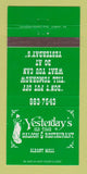 Matchbook Cover - Yesterday's Old Time Saloon Albany GA 30 Strike