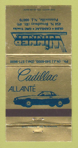 Matchbook Cover - Winner Cadillac Oldsmobile GMC Pennsville NJ 30 Strike